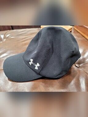 Womens Under Armour Run Black Baseball Cap with Silver Logo